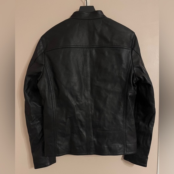 NWOT MICHAEL KORS MENS Genuine Lambskin Leather Black Racer Jacket Size Medium - Picture 7 of 11